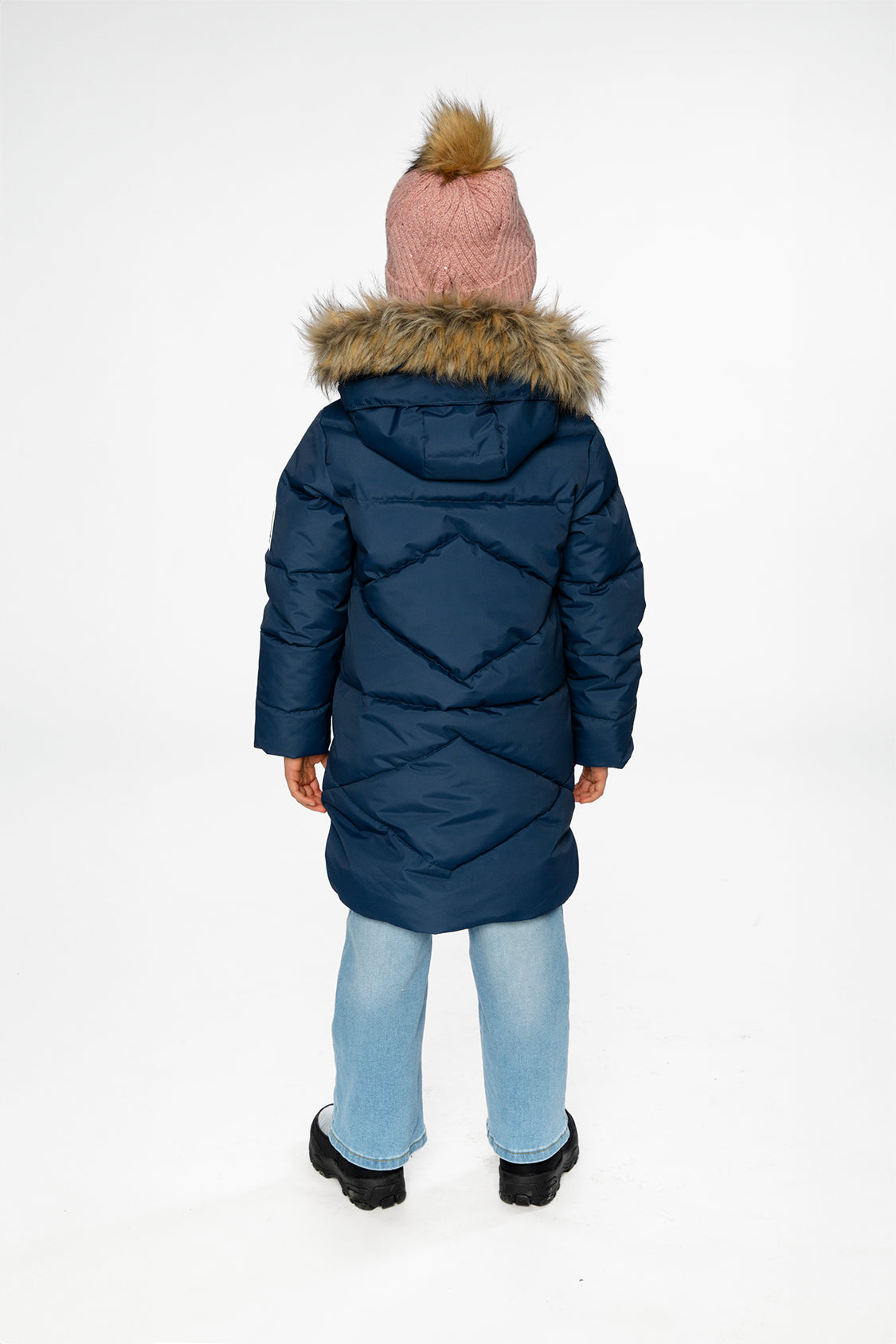 Long Winter Puffer Coat Dark Blue-4