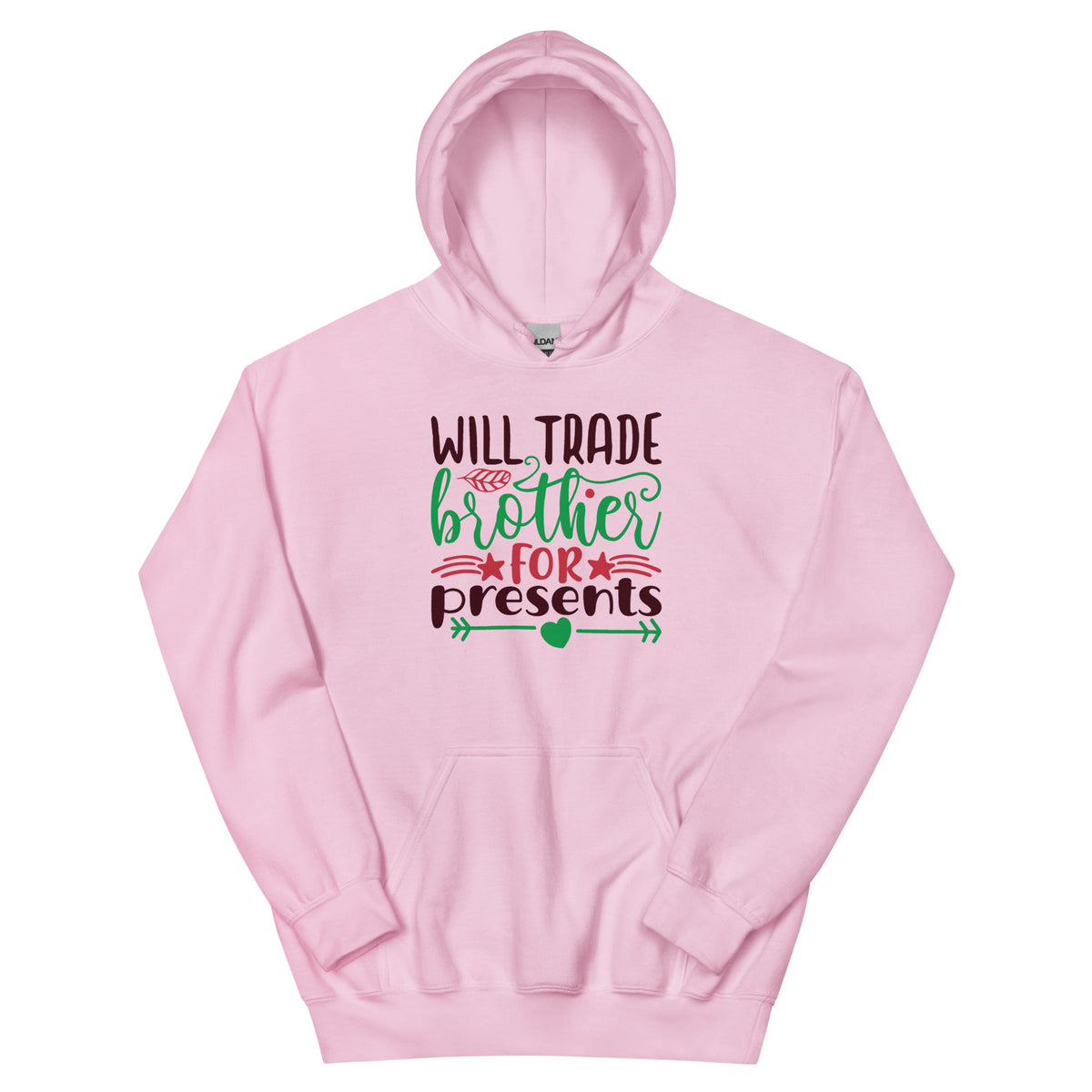 Will Trade Brother for Presents Christmas – Hearts and Arrows Unisex Hoodie