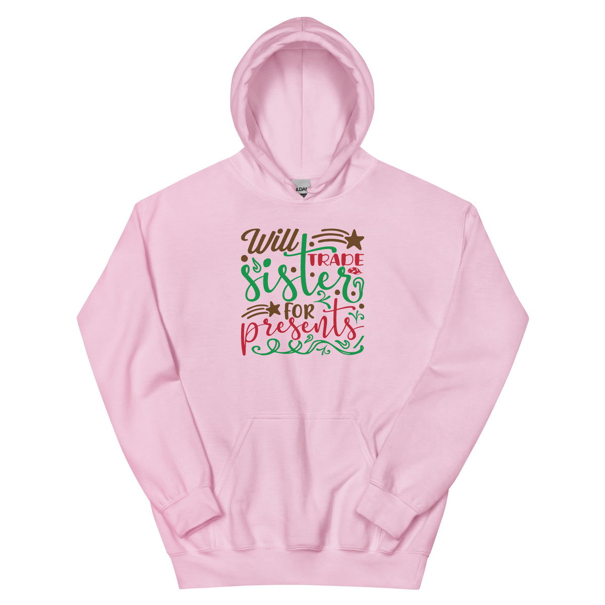 Will Trade Sister for Presents Christmas – Starry Script Unisex Hoodie