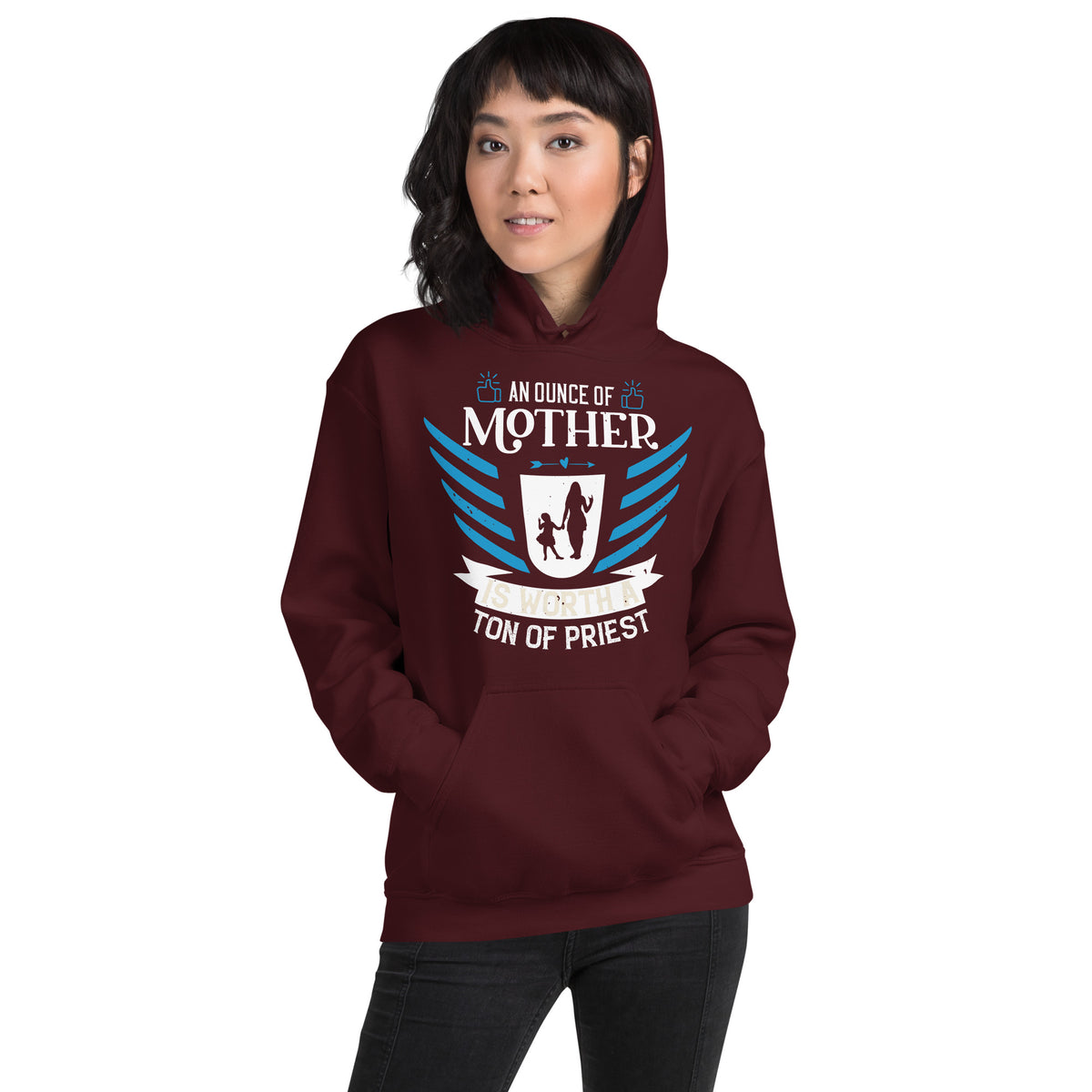 An Ounce of Mother Is Worth a Ton of Priest – Blue Shield Unisex Hoodie