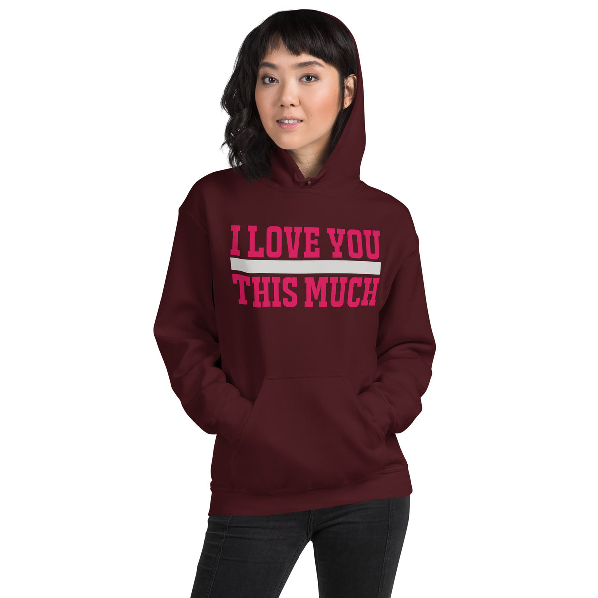 I Love You This Much – Bold Pink Unisex Hoodie