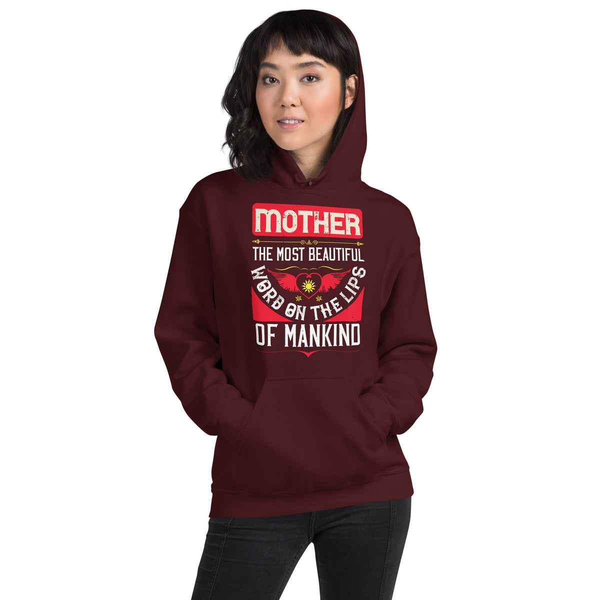 Mother, the Most Beautiful Word on the Lips of Mankind – Red Wings Unisex Hoodie