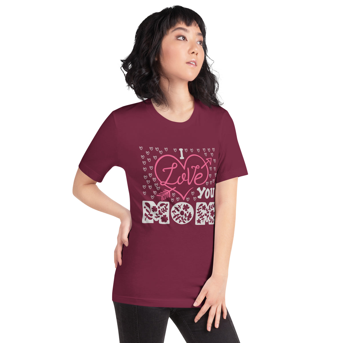 I Love You Mom – Floral Hearts Unisex T-Shirt