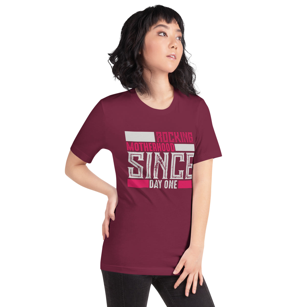 Rocking Motherhood Since Day One – Distressed Block Unisex T-Shirt