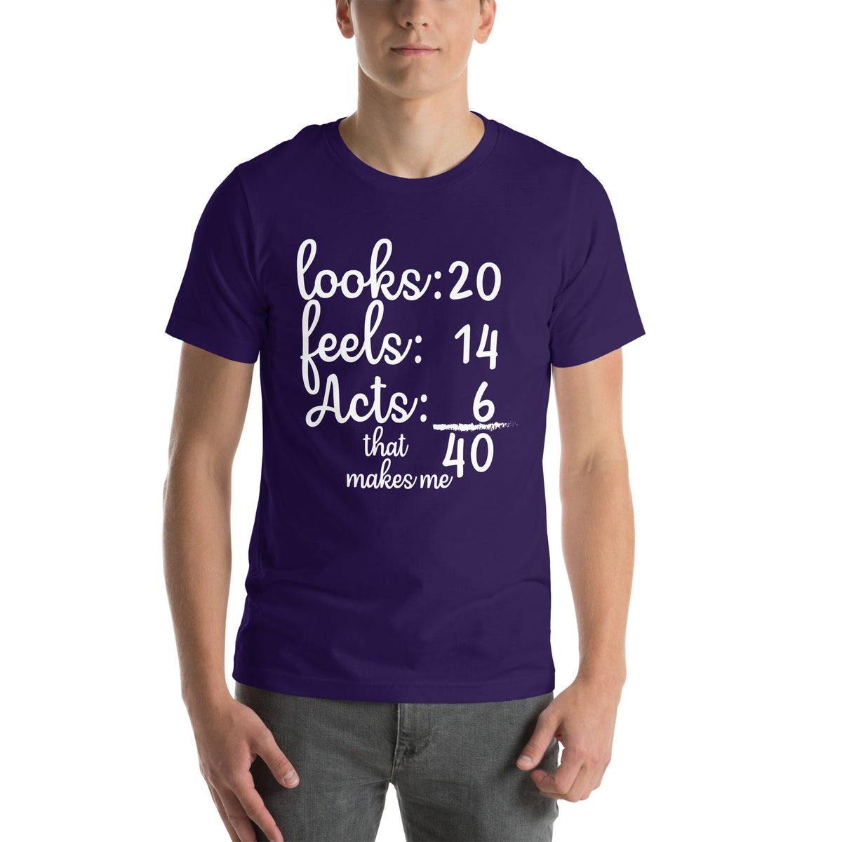 Looks 20, Feels 14, Acts 6, That Makes Me 40 Unisex T-Shirt