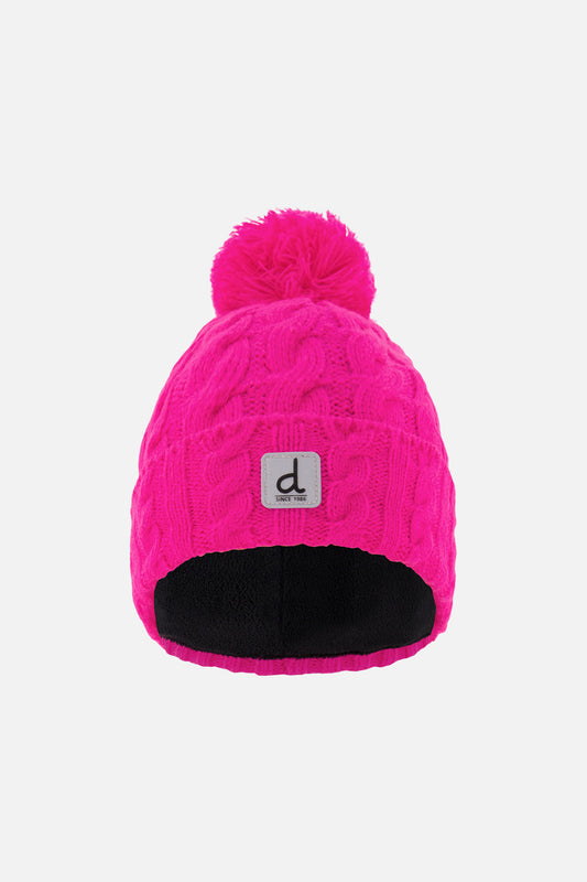 Bonnet à pompon d'hiver pour enfant – Rose vif