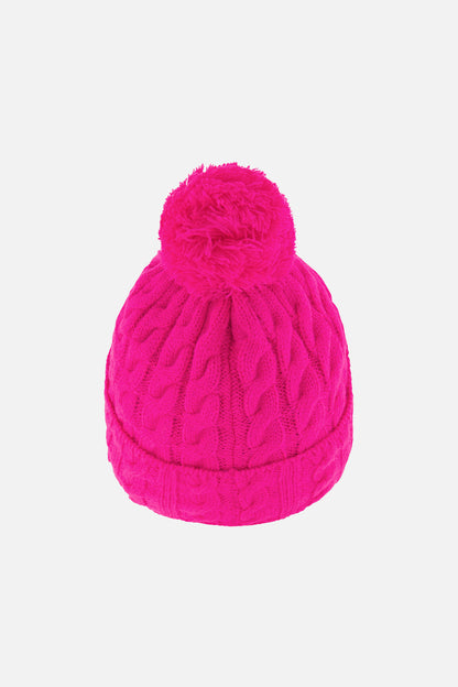 Bonnet à pompon d'hiver pour enfant – Rose vif