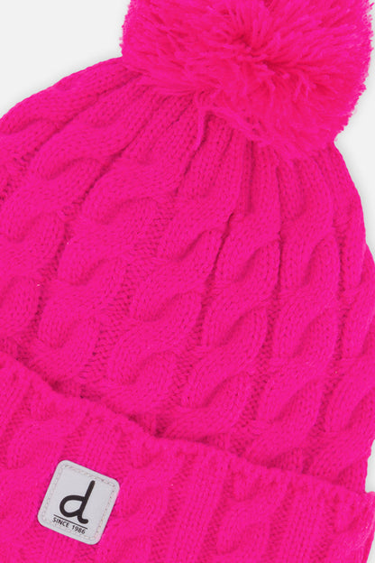 Bonnet à pompon d'hiver pour enfant – Rose vif