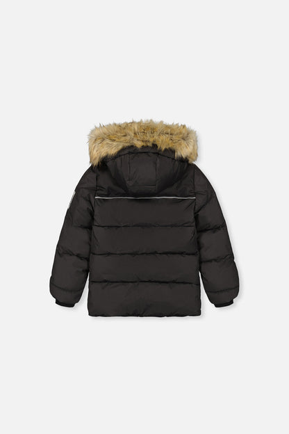 Winter Jacket With Faux-Fur Hood Black-2