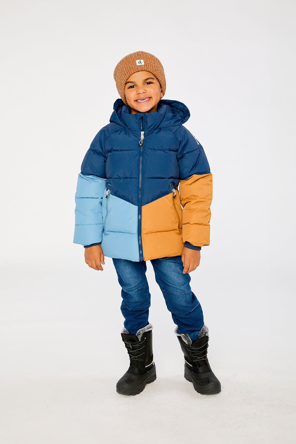 Color-Block Winter Jacket Dark Blue-1