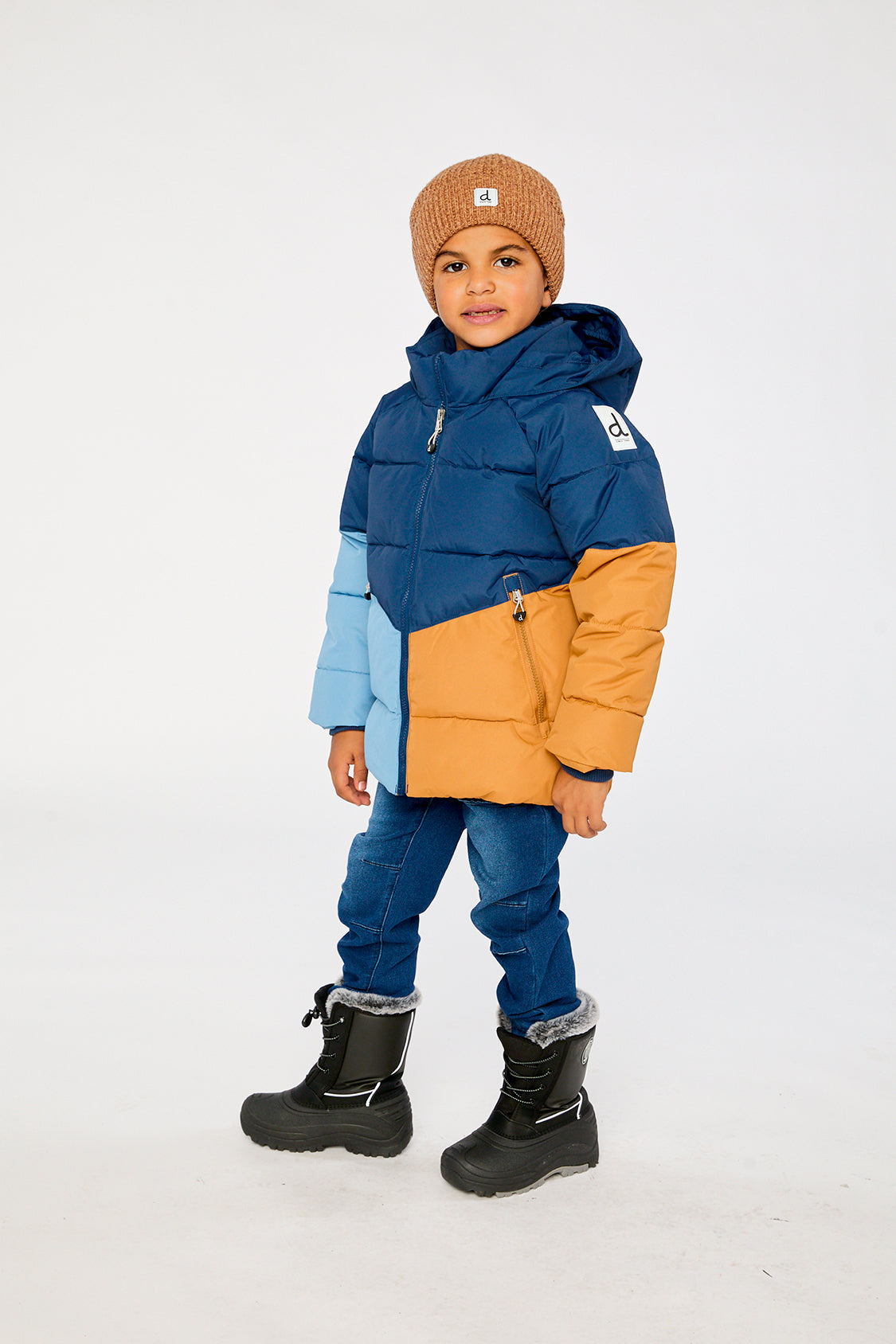 Color-Block Winter Jacket Dark Blue-3