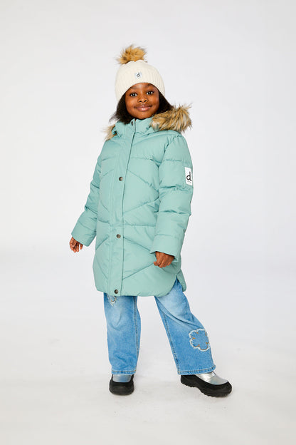 Long Winter Puffer Coat Sage Green-1