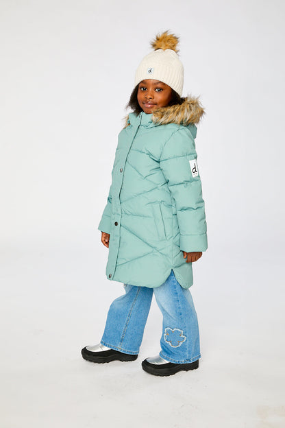 Long Winter Puffer Coat Sage Green-3