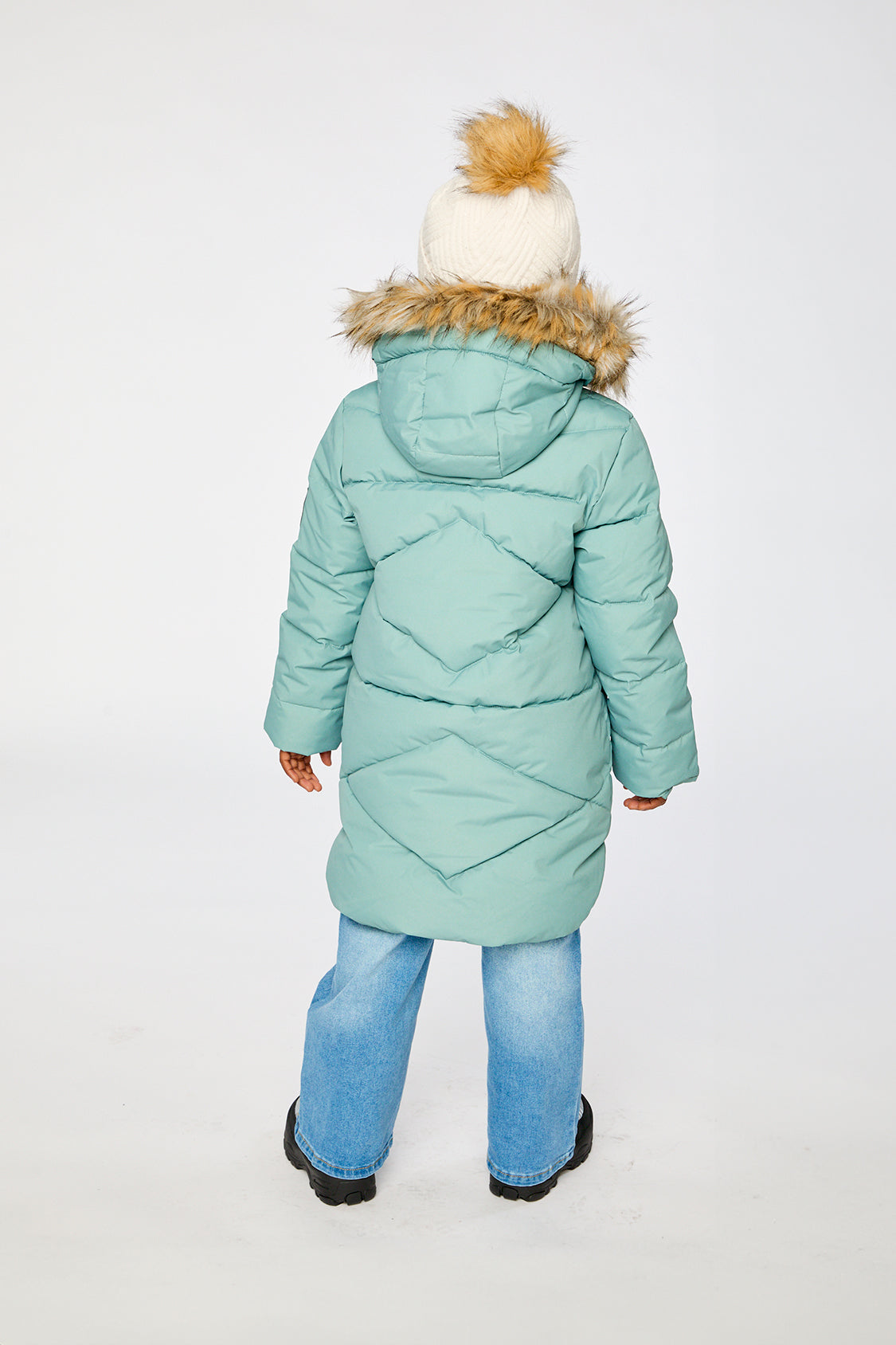 Long Winter Puffer Coat Sage Green-4