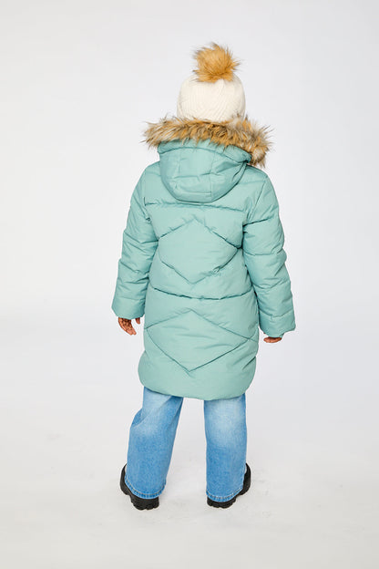 Long Winter Puffer Coat Sage Green-4