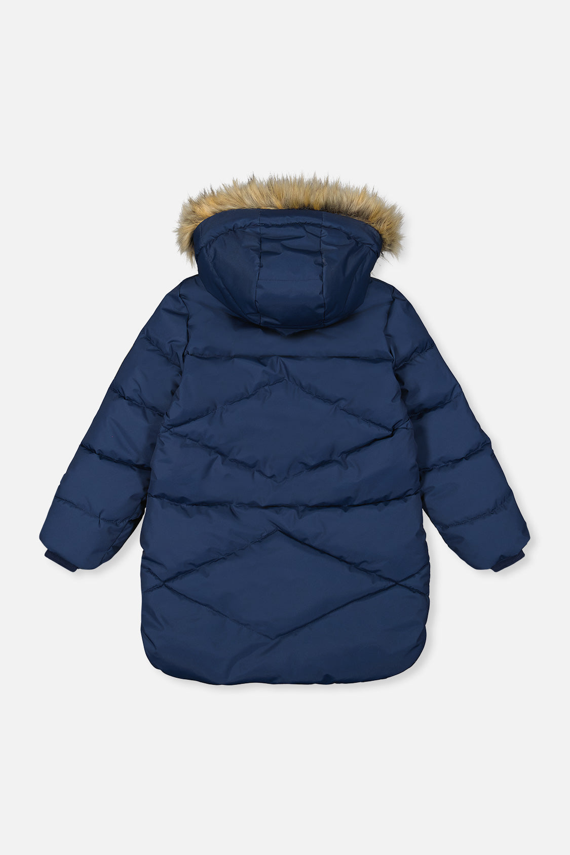 Long Winter Puffer Coat Dark Blue-2
