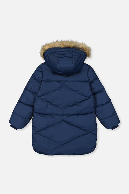 Long Winter Puffer Coat Dark Blue-2