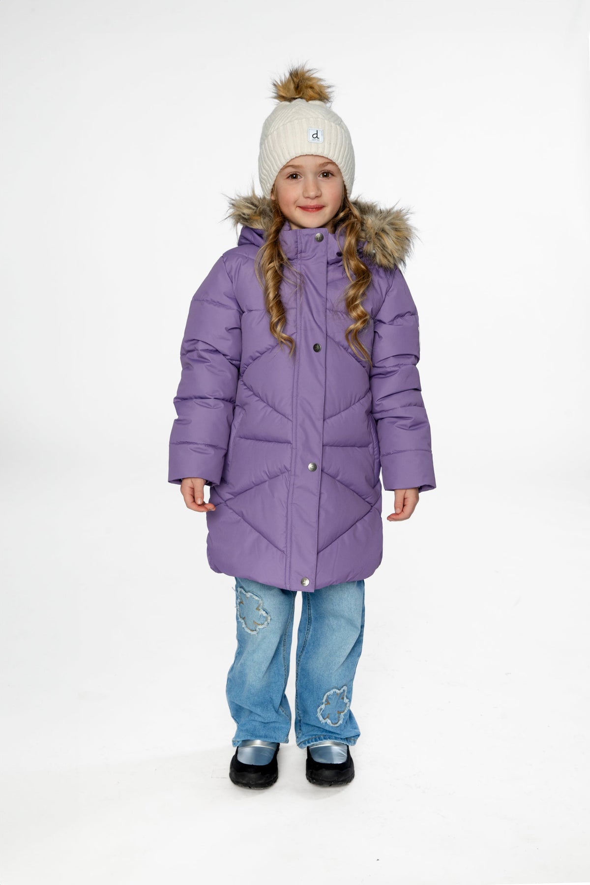 Long Winter Puffer Coat Violet-1