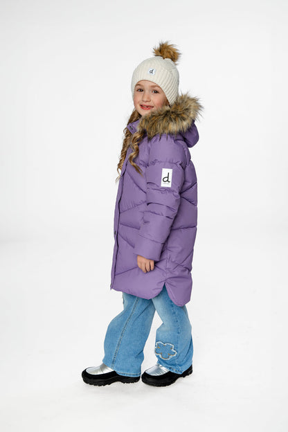 Long Winter Puffer Coat Violet-3