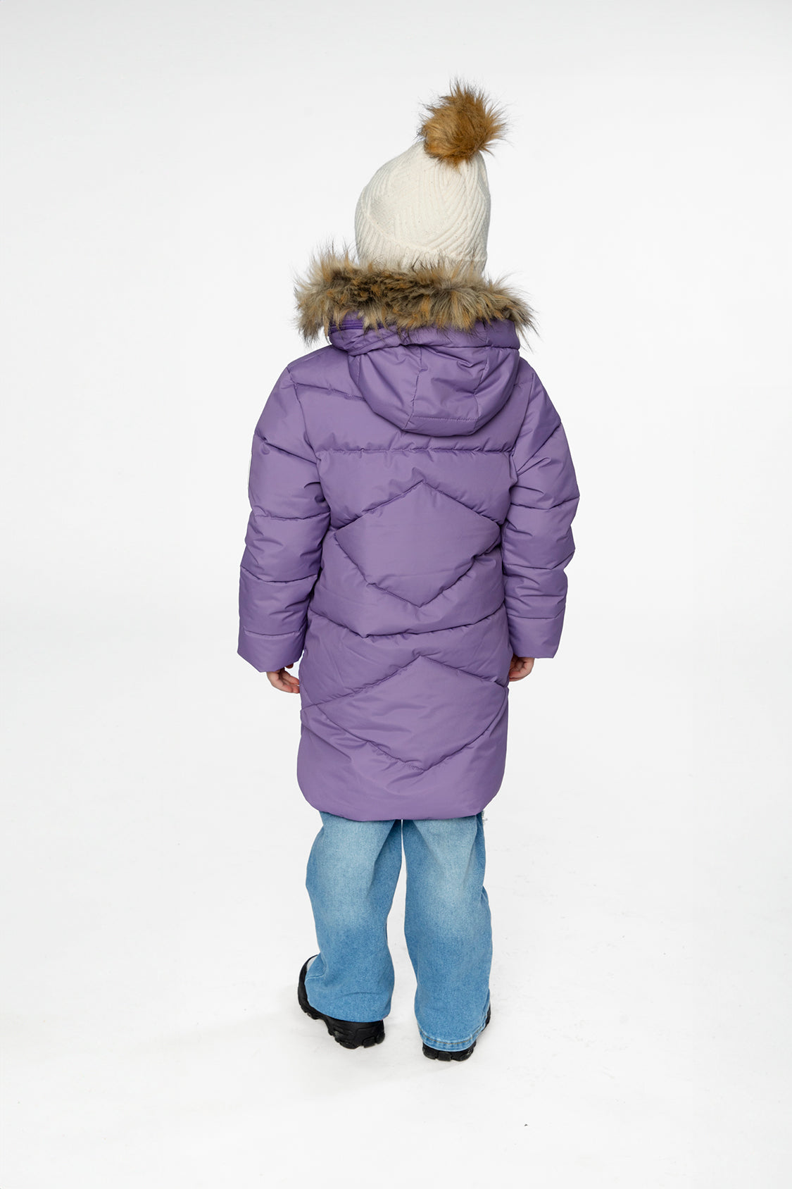Long Winter Puffer Coat Violet-4