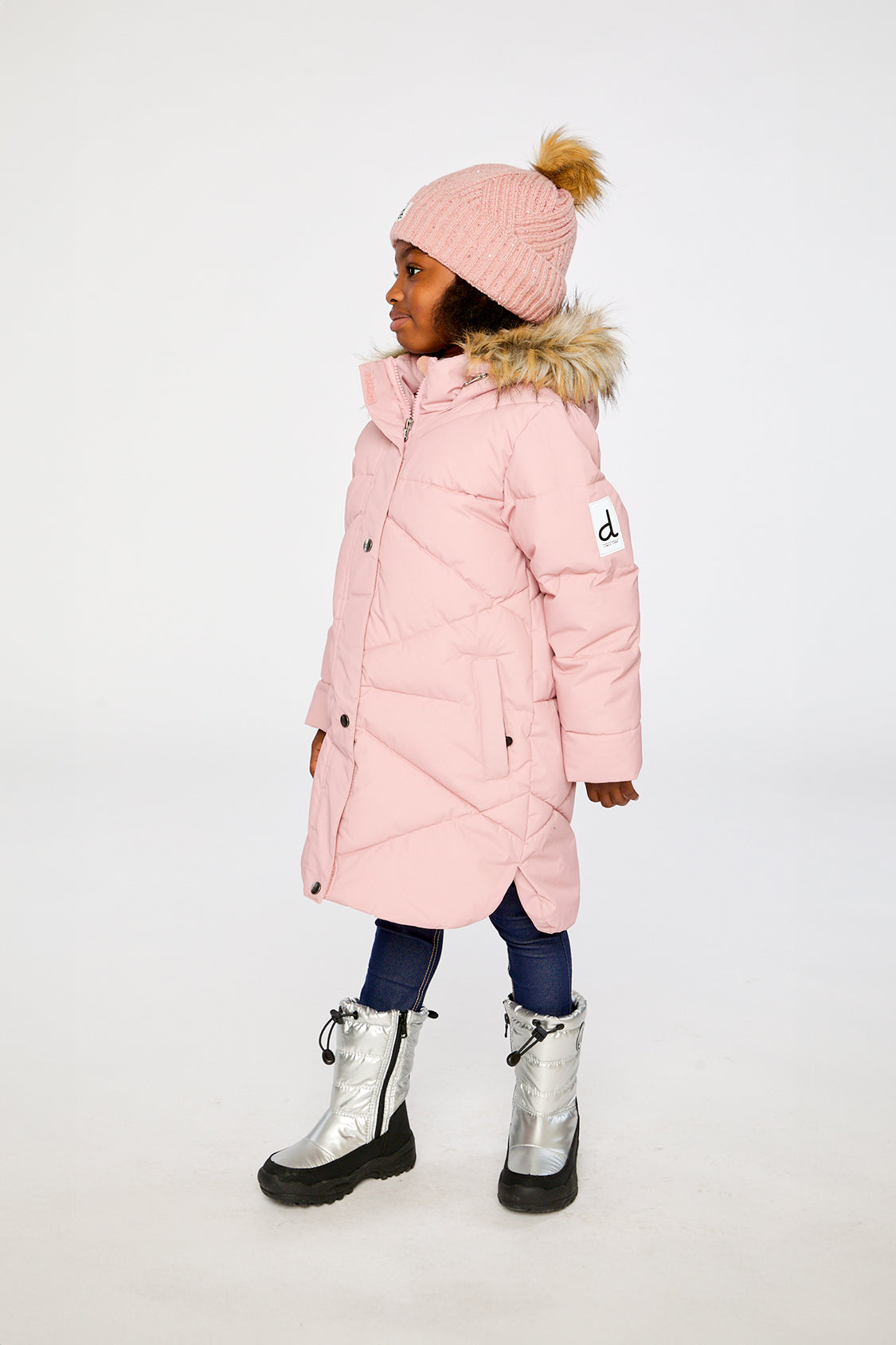 Long Winter Puffer Coat Pale Dusty Pink-3