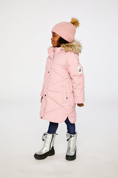 Long Winter Puffer Coat Pale Dusty Pink-3