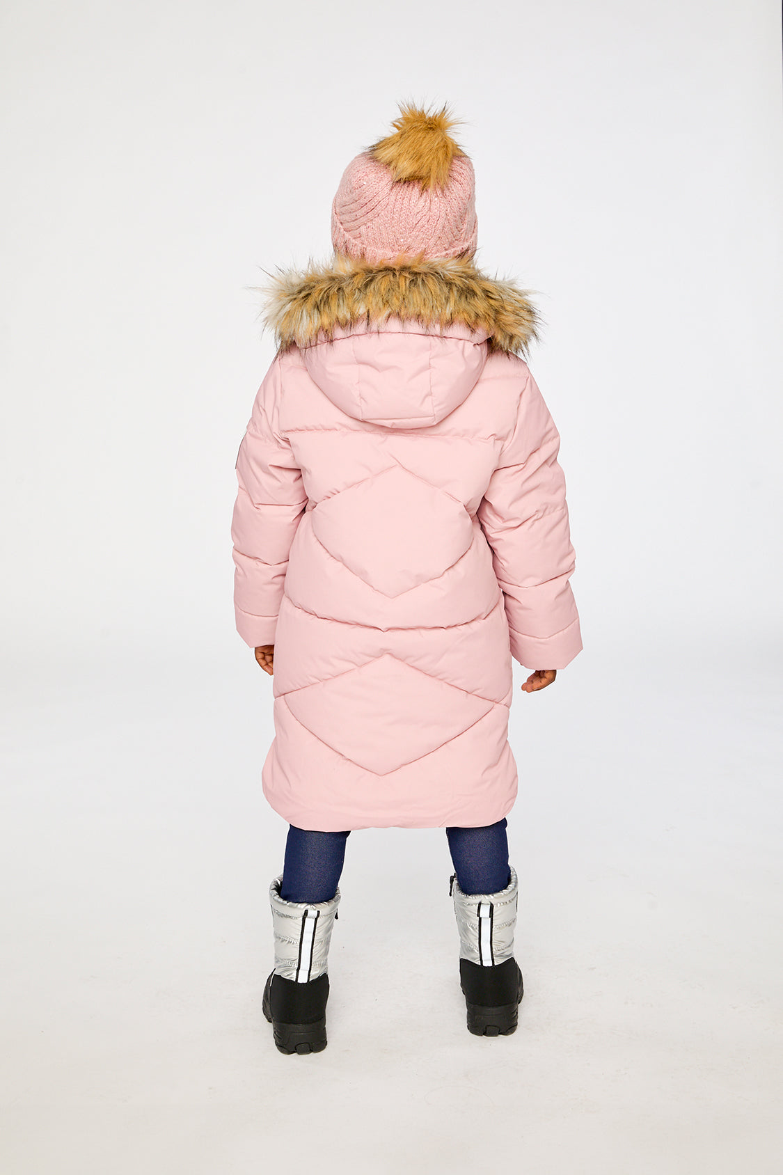 Long Winter Puffer Coat Pale Dusty Pink-4