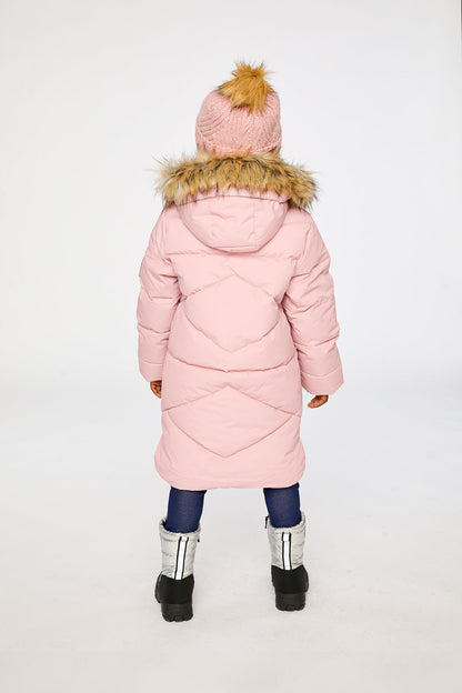 Long Winter Puffer Coat Pale Dusty Pink-4