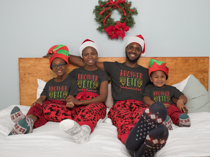 Matching family wearing Brother Elf Christmas shirts