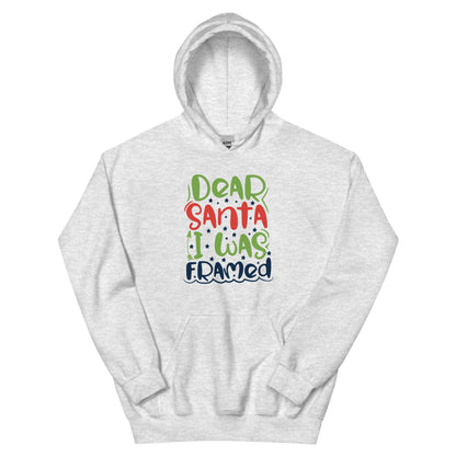 Dear Santa, I Was Framed Christmas – Starry Block Letters Unisex Hoodie