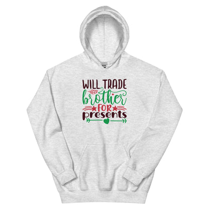 Will Trade Brother for Presents Christmas – Hearts and Arrows Unisex Hoodie