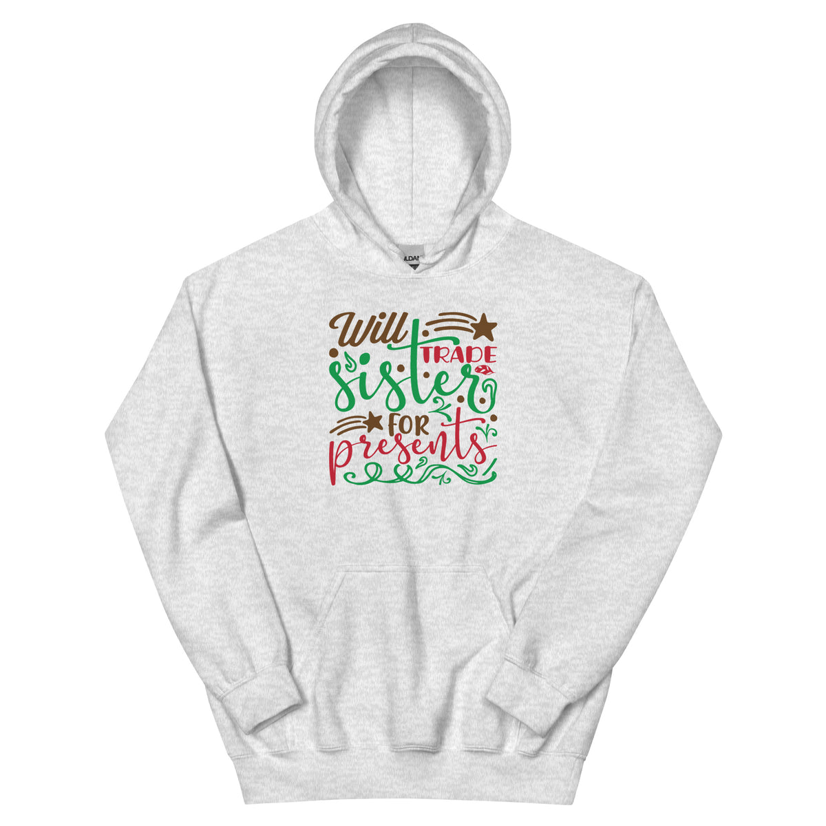 Will Trade Sister for Presents Christmas – Starry Script Unisex Hoodie