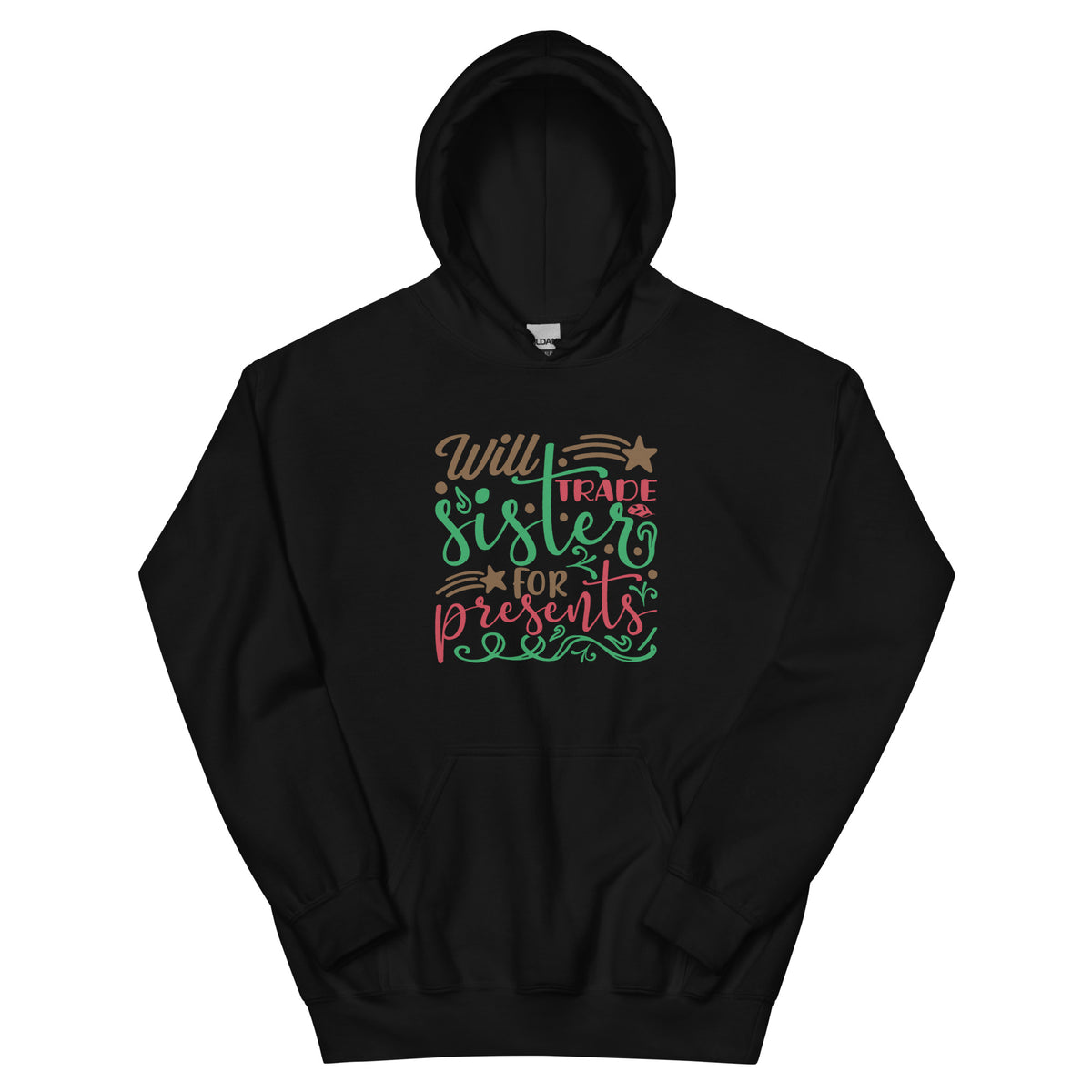 Will Trade Sister for Presents Christmas – Starry Script Unisex Hoodie