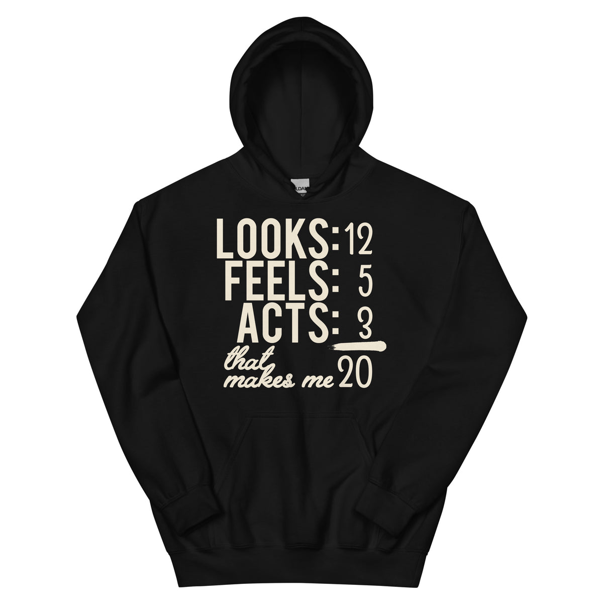 Looks 12, Feels 5, Acts 3, That Makes Me 20 Unisex Hoodie