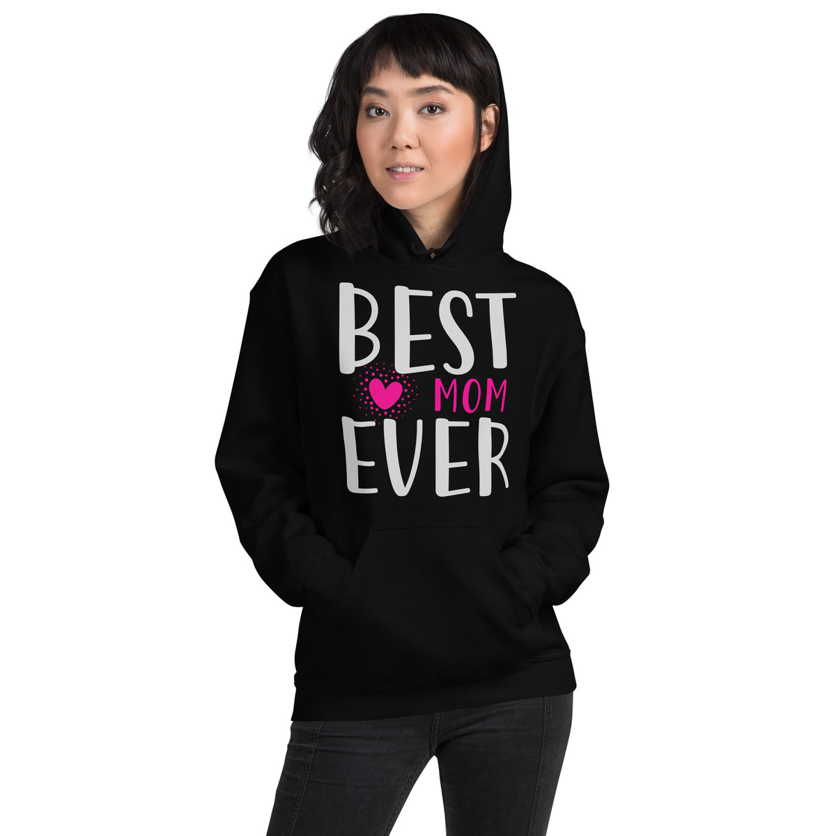 Best Mom Ever – Pink Heart Unisex Hoodie