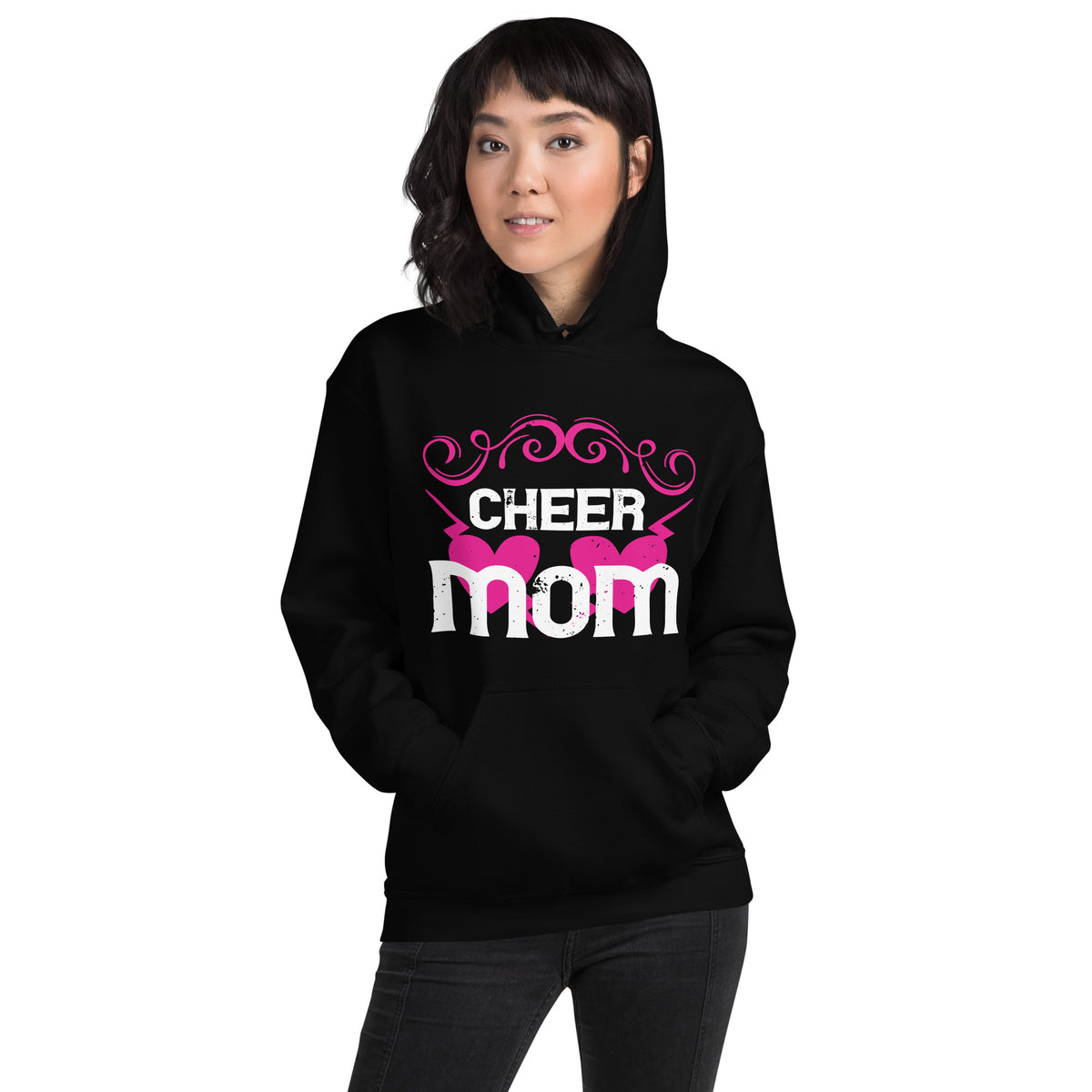 Cheer Mom – Pink Hearts Unisex Hoodie