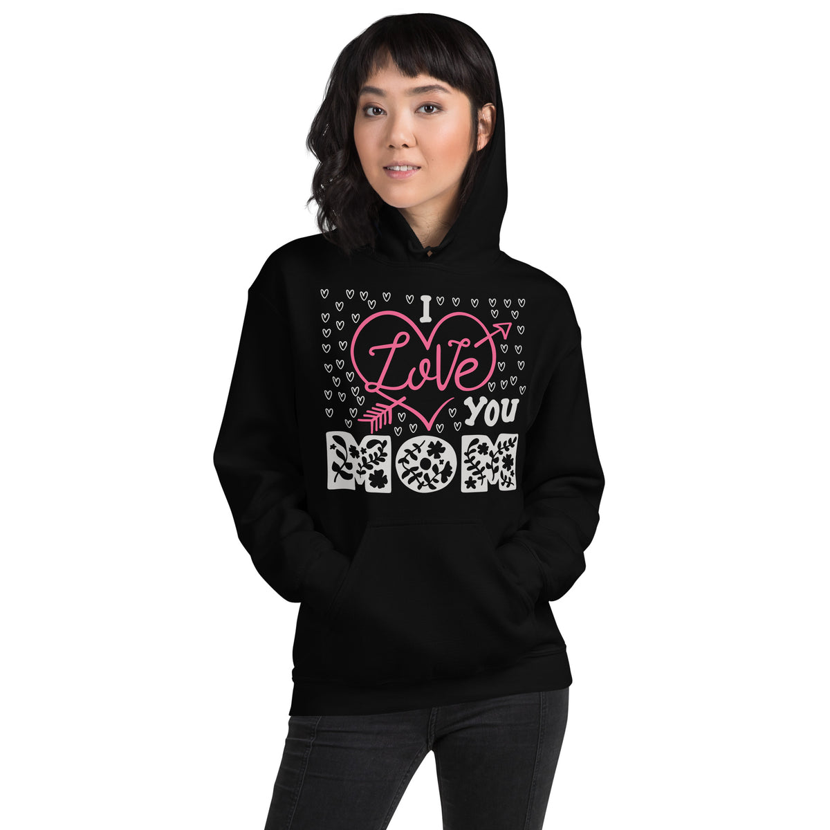 I Love You Mom – Floral Hearts Unisex Hoodie