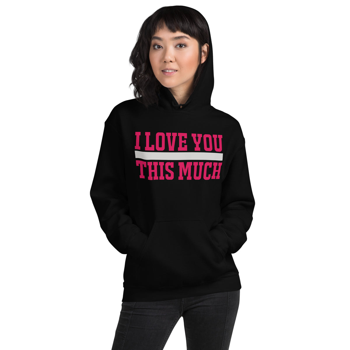 I Love You This Much – Bold Pink Unisex Hoodie