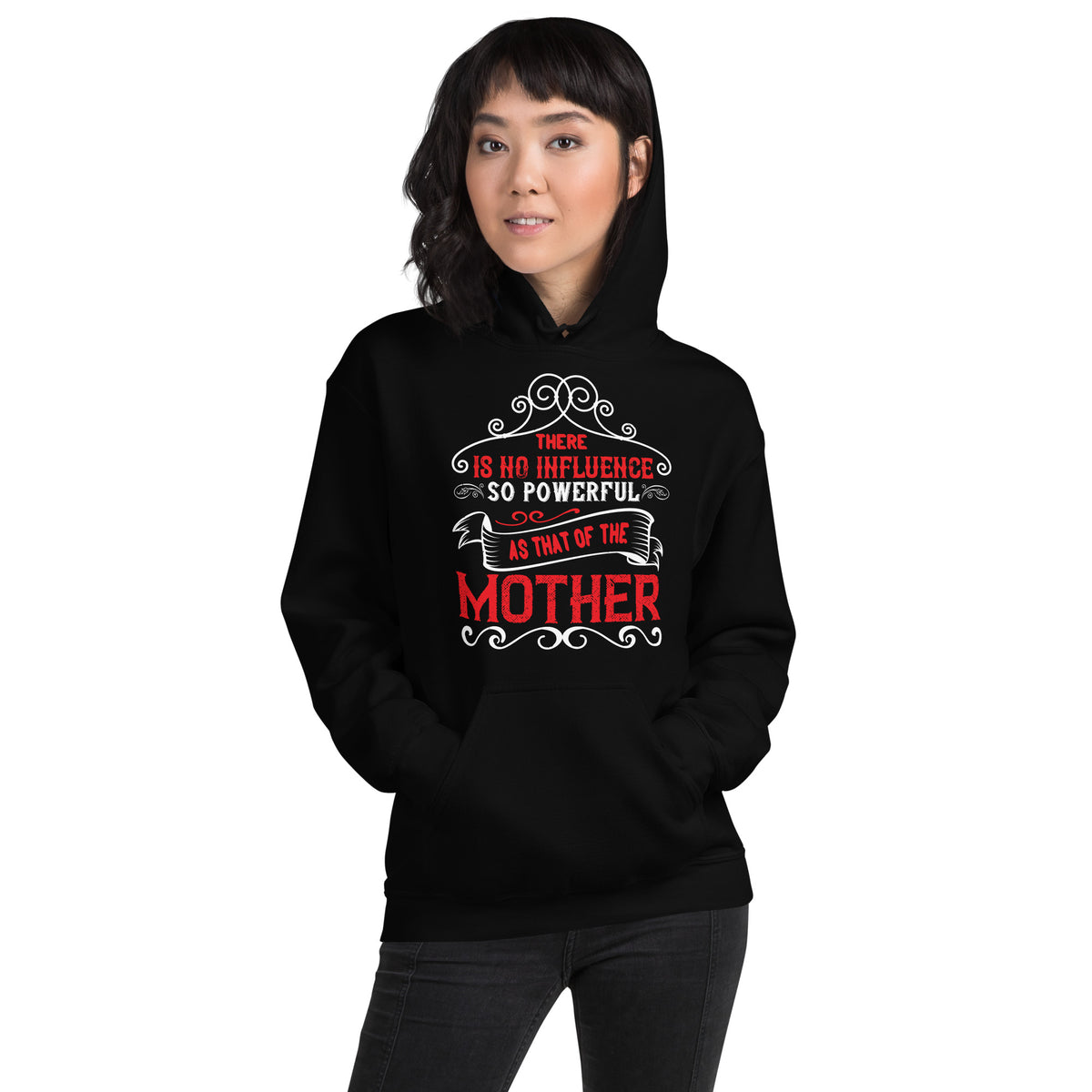 There Is No Influence So Powerful as That of the Mother – Red Banner Unisex Hoodie