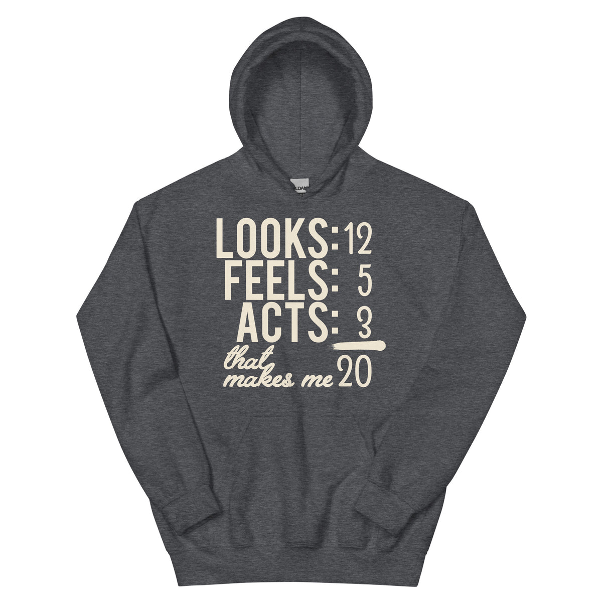 Looks 12, Feels 5, Acts 3, That Makes Me 20 Unisex Hoodie