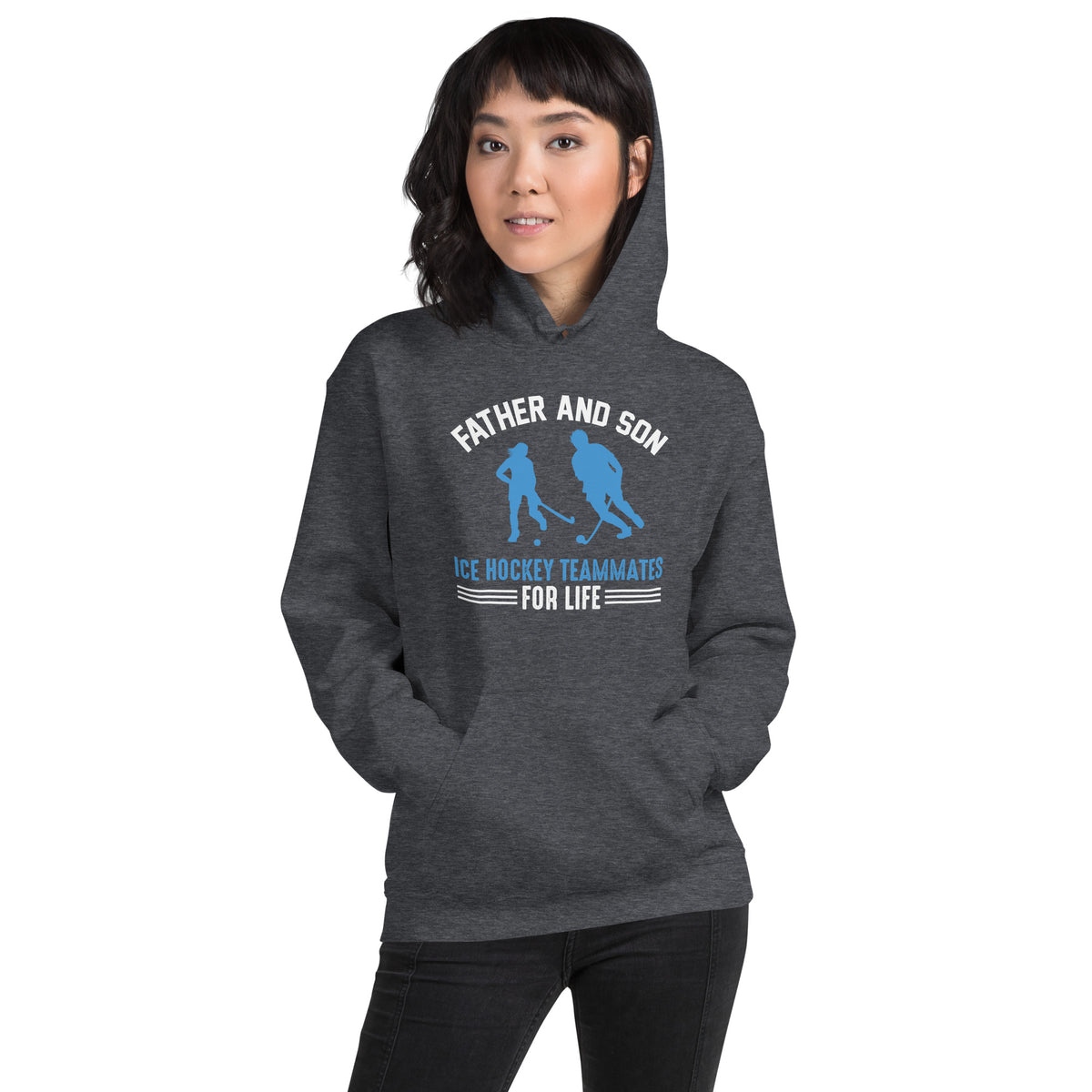 Father and Son Ice Hockey Teammates for Life Unisex Hoodie