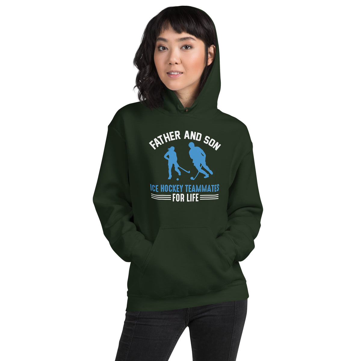 Father and Son Ice Hockey Teammates for Life Unisex Hoodie