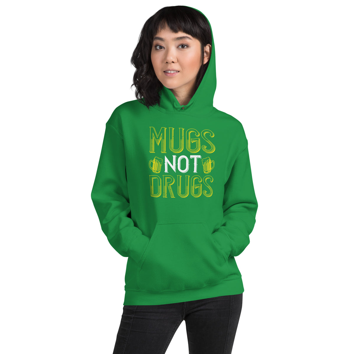 Mugs Not Drugs St. Patrick's Day Unisex Hoodie