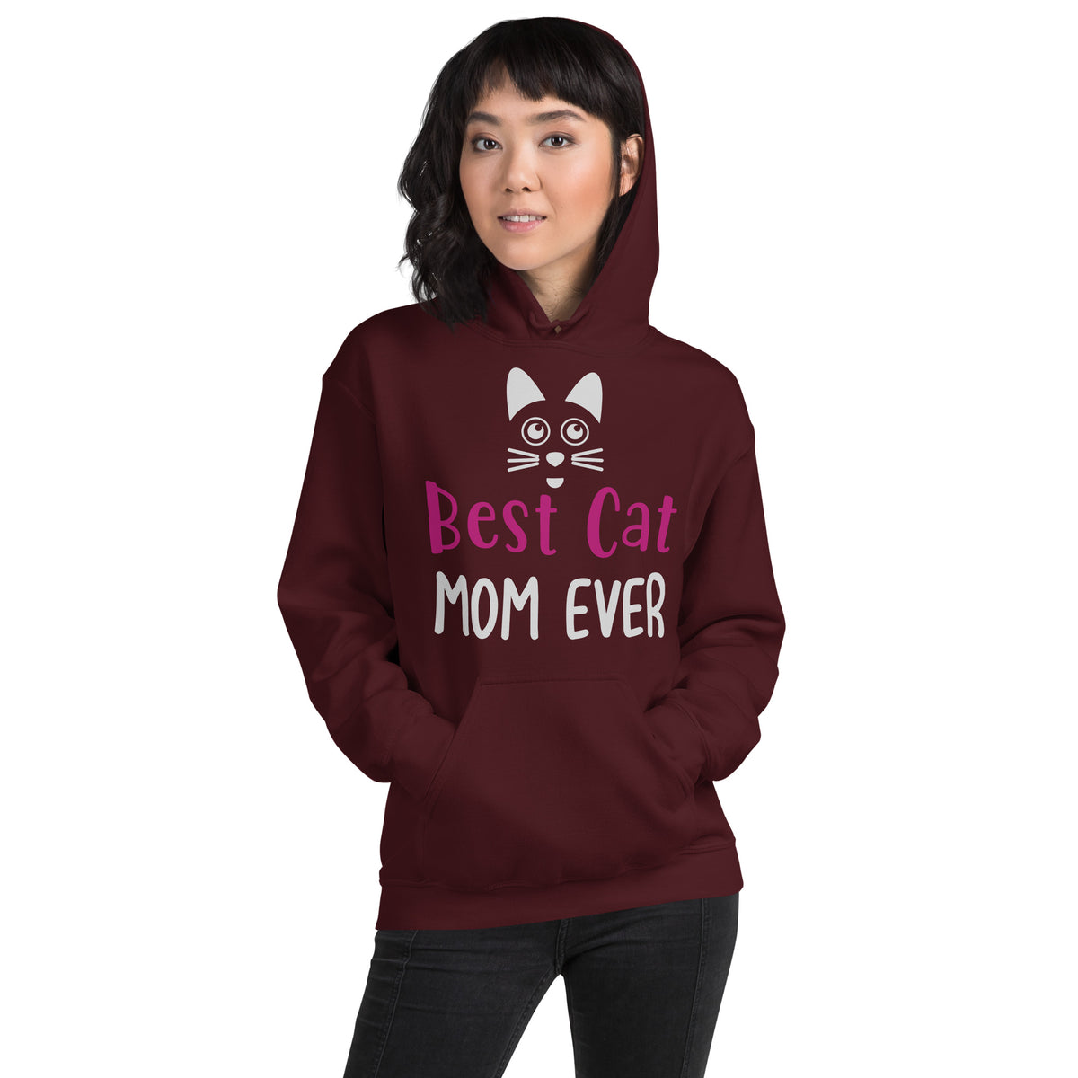 Best Cat Mom Ever – Cat Face Unisex Hoodie
