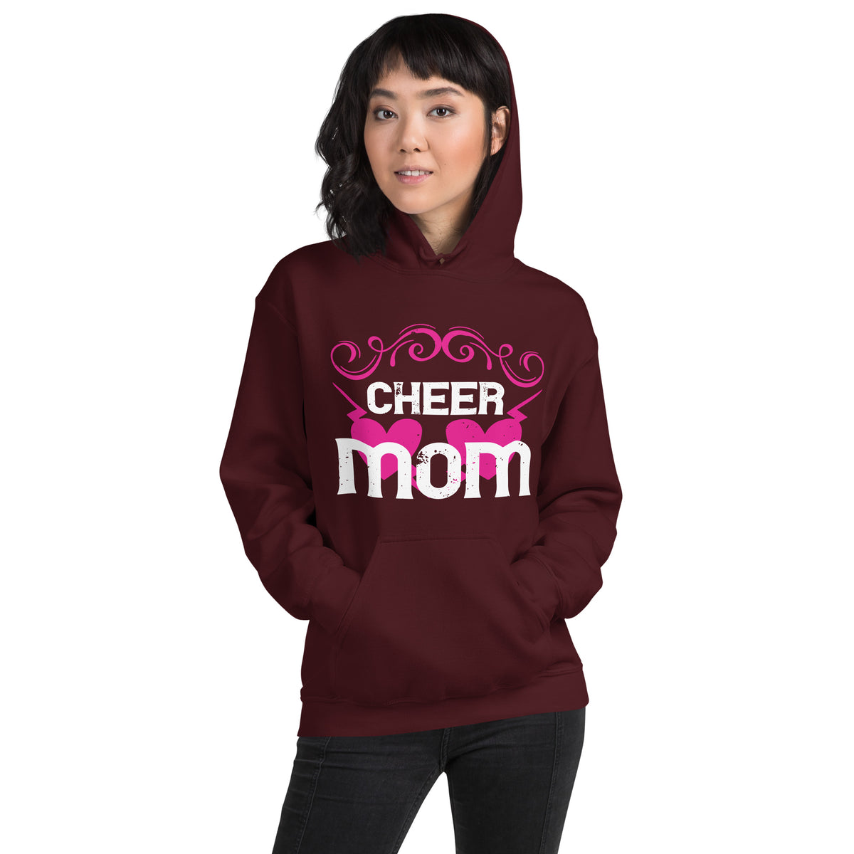 Cheer Mom – Pink Hearts Unisex Hoodie