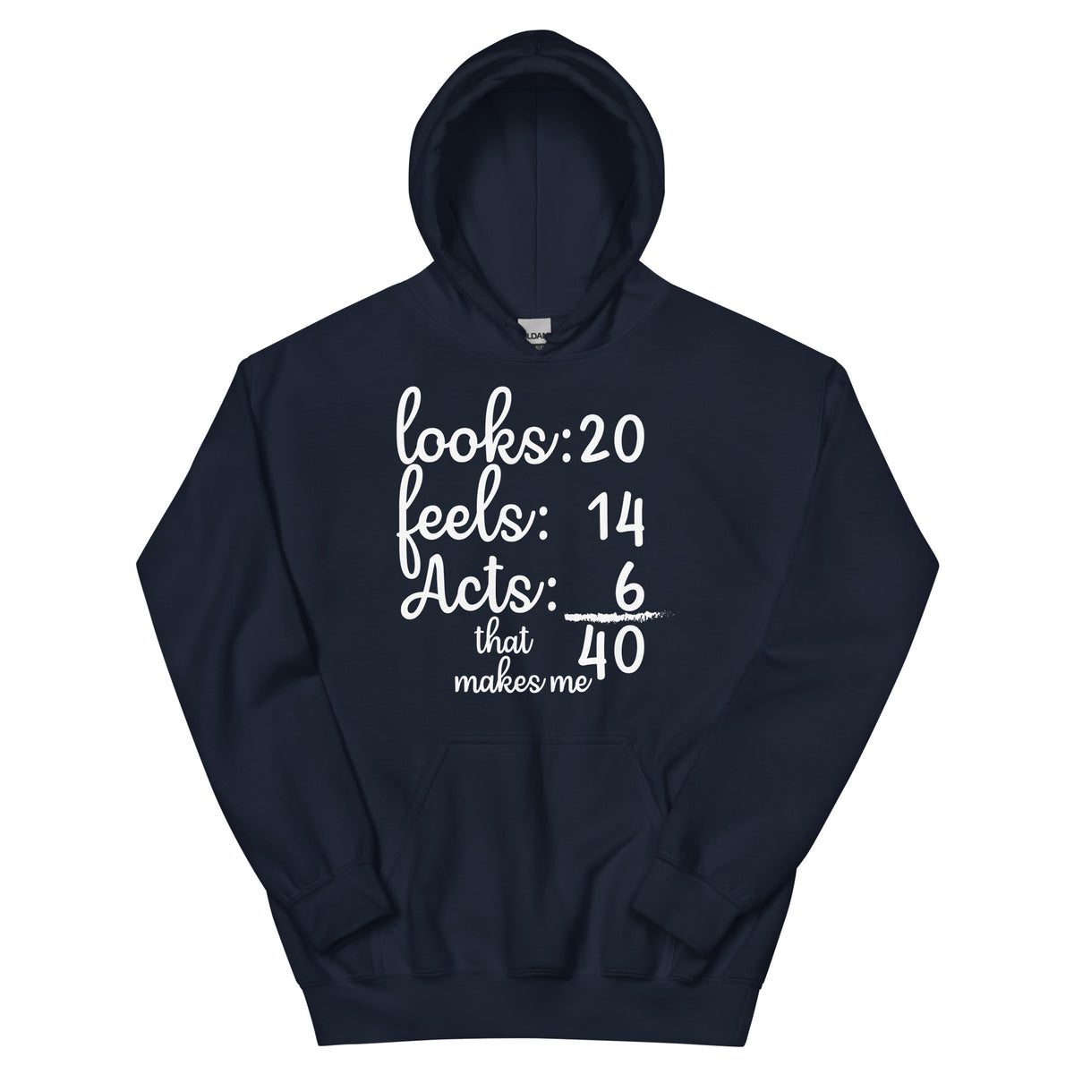 Looks 20, Feels 14, Acts 6, That Makes Me 40 Unisex Hoodie