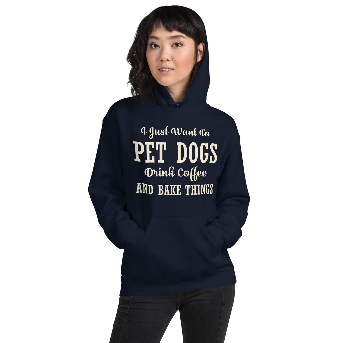 I Just Want to Pet Dogs, Drink Coffee and Bake Things Unisex Hoodie