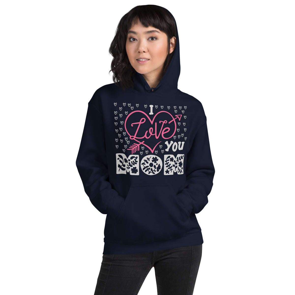 I Love You Mom – Floral Hearts Unisex Hoodie