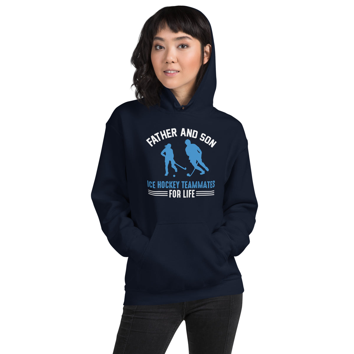 Father and Son Ice Hockey Teammates for Life Unisex Hoodie