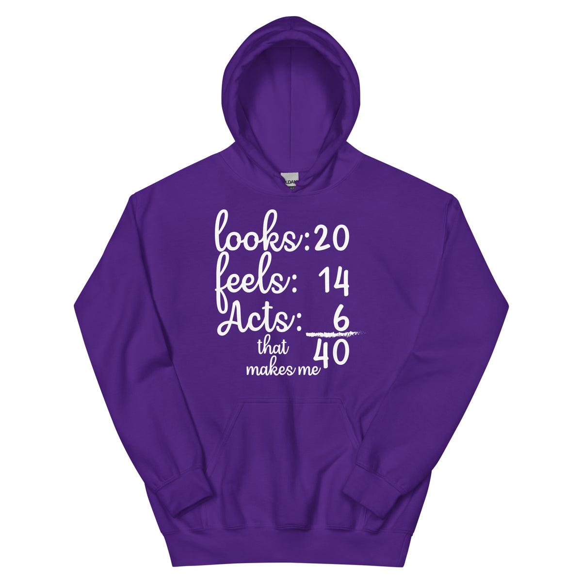 Looks 20, Feels 14, Acts 6, That Makes Me 40 Unisex Hoodie